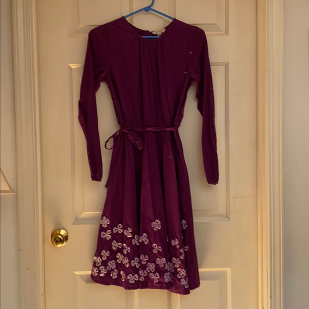 Purple girls Lands End dress. Sz 16 w/flowers